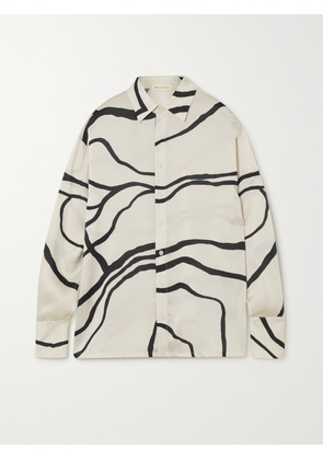 BOUGUESSA - Petra Printed Satin-twill Shirt - White - x small,small,medium,large,x large