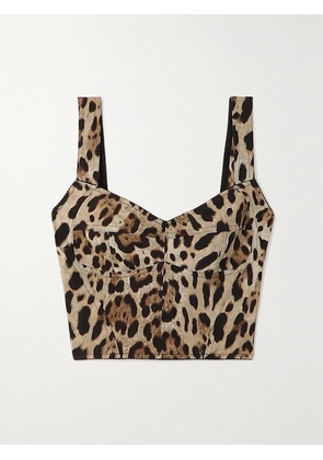 Dolce & Gabbana - Cropped Leopard-print Stretch-canvas Bustier Top - Animal print - IT36,IT38,IT40,IT42,IT44,IT46,IT48