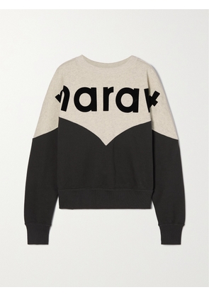 Marant Étoile - Houston Flocked Two-tone Cotton-blend Jersey Sweatshirt - Black - FR 32,FR 34,FR 36,FR 38,FR 40,FR 42,FR 44