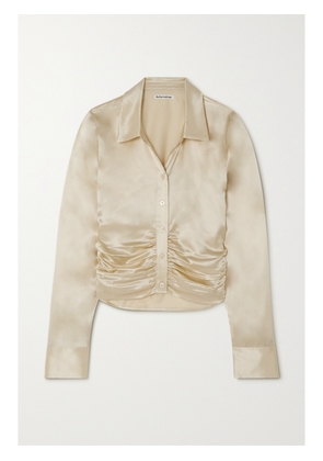 REFORMATION - Kendall Gathered Silk-satin Blouse - Neutrals - US0,US2,US4,US6,US8,US10,US12