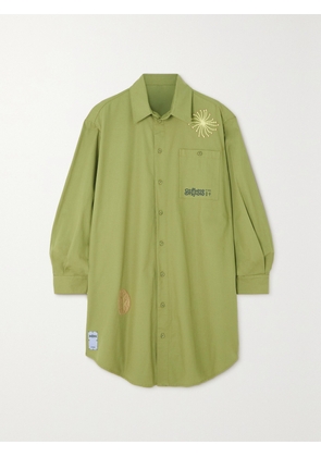 MCQ ALEXANDER MCQUEEN - Biosis Oversized Embellished Cotton Shirt - Green - xx small,x small,small,medium,large,x large,xx large