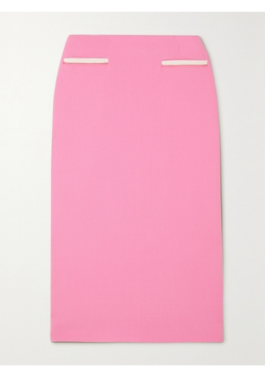ROWEN ROSE - Wool-crepe Midi Skirt - Pink - FR 34,FR 36,FR 38,FR 40,FR 42,FR 44