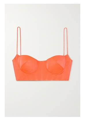 Alex Perry - Hart Cropped Neon Satin-crepe Top - Orange - UK 4,UK 6,UK 8,UK 10,UK 12,UK 14,UK 16,UK 18