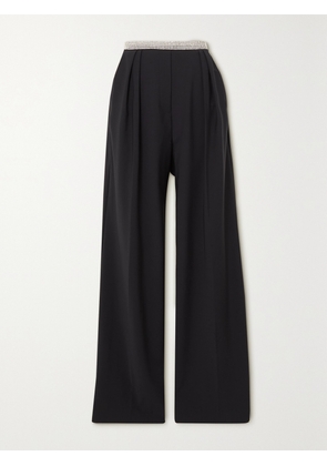 MICHAEL LO SORDO - Stellar Boy Crystal-embellished Pleated Wool Wide-leg Pants - Black - UK 4,UK 6,UK 8,UK 10,UK 12,UK 14