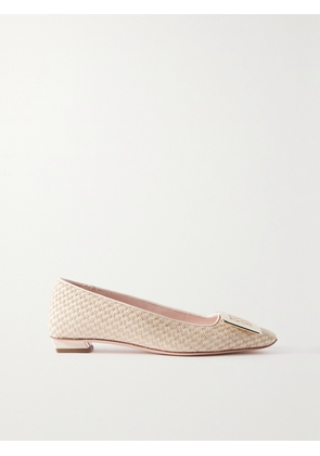 Roger Vivier - Belle Vivier Embellished Canvas Flats - Neutrals - IT34,IT34.5,IT35,IT35.5,IT36,IT36.5,IT37,IT37.5,IT38,IT38.5,IT39,IT39.5,IT40,IT40.5,IT41,IT41.5,IT42