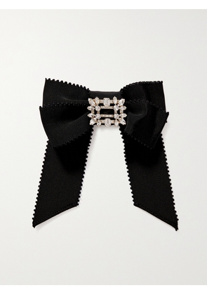 Roger Vivier - Broche Vivier Crystal-embellished Grosgrain Hair Clip - Black - One size