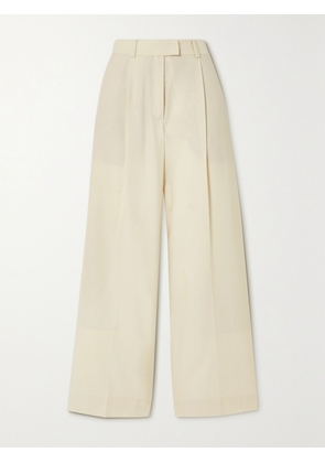 Another Tomorrow - + Net Sustain Pleated Merino Wool-twill Wide-leg Pants - Off-white - IT36,IT38,IT40,IT42,IT44,IT46,IT48,IT50