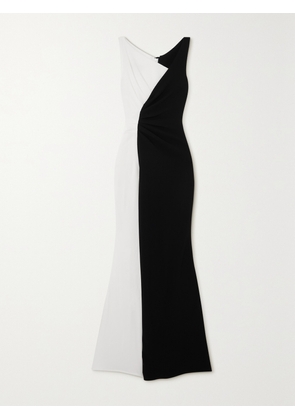 TALBOT RUNHOF - Asymmetric Two-tone Crepe Gown - White - US2,US4,US6,US8,US10,US12,US14,US16,US18