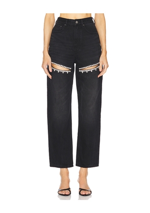 AREA Crystal Slit Jeans in Black. Size 25. Also in 26, 27, 29, 30.