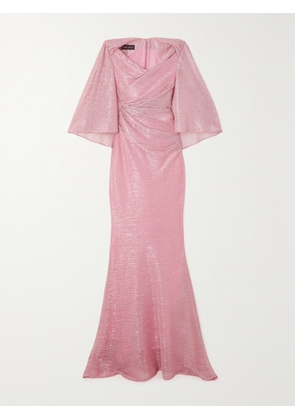 TALBOT RUNHOF - Cape-effect Metallic Voile Gown - Pink - US2,US4,US6,US8,US10,US12,US14,US16,US18
