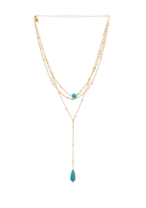 Ettika Forever Multi Chain Lariat Choker in Metallic Gold.
