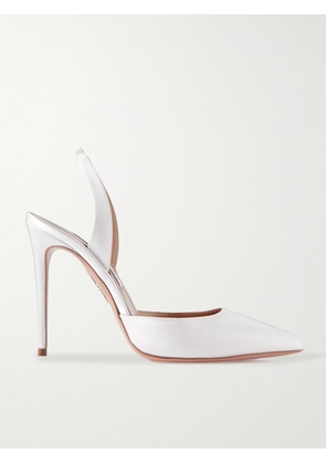 Aquazzura - So Nude 105 Satin Slingback Pumps - White - IT35,IT36,IT36.5,IT37,IT37.5,IT38,IT38.5,IT39,IT39.5,IT40,IT40.5,IT41,IT41.5,IT42
