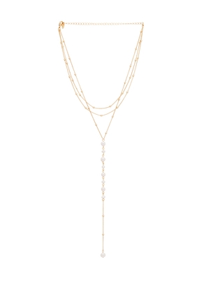 Ettika Pearl Dreams Layered Lariat Necklace in Metallic Gold.