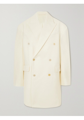 WARDROBE.NYC - Oversized Double-breasted Grain De Poudre Wool Coat - Off-white - xx small,x small,small,medium,large,x large