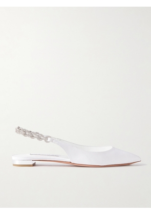 Aquazzura - Love Link Crystal-embellished Grosgrain Slingback Flats - White - IT35,IT35.5,IT36,IT37,IT37.5,IT38,IT38.5,IT39,IT39.5,IT40,IT40.5,IT41,IT42