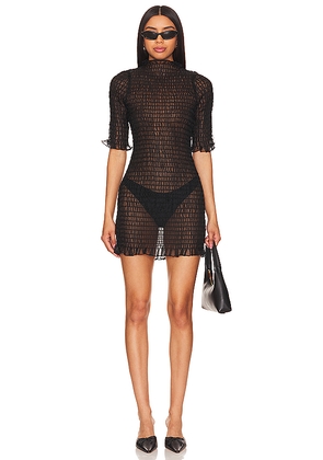 Apres Studio Ruched Silk Mini Dress in Black. Size M. Also in XS, L.