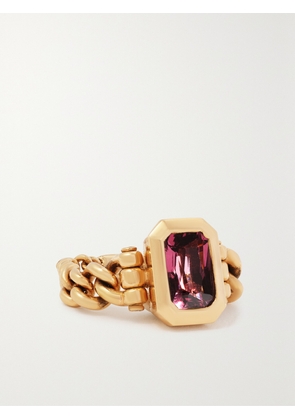 MAOR - Curb Chain 18-karat Gold Tourmaline Ring - 6,7