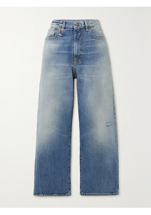 R13 - D'arcy Cropped Distressed High-rise Wide-leg Jeans - Blue - 23,24,25,26,27,28,29,30,31