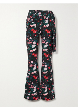 RABANNE - Floral-print Stretch-jersey Flared Pants - Black - FR 34,FR 36,FR 38,FR 40,FR 42,FR 44