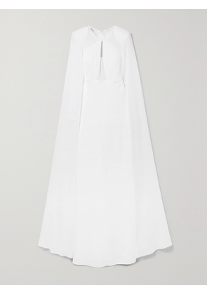 ROLAND MOURET - Cape-effect Stretch-cady And Chiffon Gown - White - UK 4,UK 6,UK 8,UK 10,UK 12,UK 14,UK 16