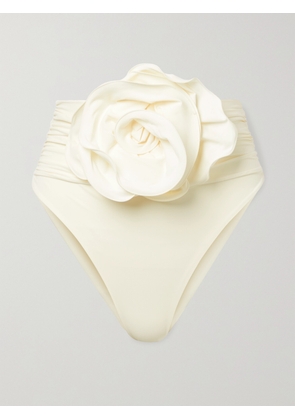 Magda Butrym - Appliquéd Ruched Bikini Briefs - Cream - FR 34,FR 36,FR 38,FR 40,FR 42