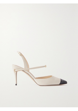 Jennifer Chamandi - Vittorio 85 Leather And Patent-leather Slingback Pumps - Ivory - IT35,IT35.5,IT36,IT36.5,IT37,IT37.5,IT38,IT38.5,IT39,IT39.5,IT40,IT40.5,IT41,IT41.5,IT42