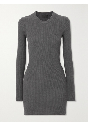 WARDROBE.NYC - Ribbed Merino Wool Mini Dress - Gray - xx small,x small,small,medium,large,x large