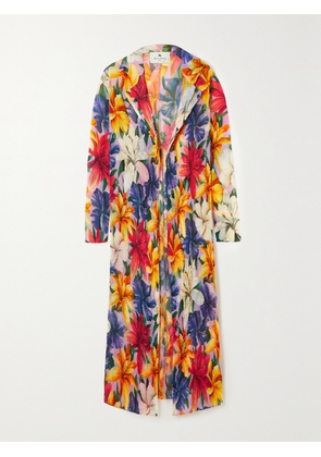 Etro - Floral-print Plissé-gauze Coat - Blue - IT36,IT38,IT40,IT42,IT44,IT46,IT48