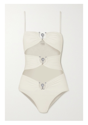 Christopher Esber - Embellished Cutout Swimsuit - White - UK 4,UK 6,UK 8,UK 10,UK 12,UK 14