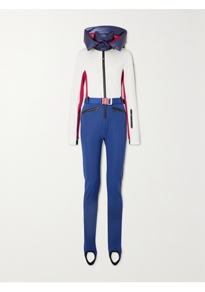Moncler Grenoble - Hooded Belted Color-block Down Ski Suit - White - xx small,x small,small,medium,large,x large