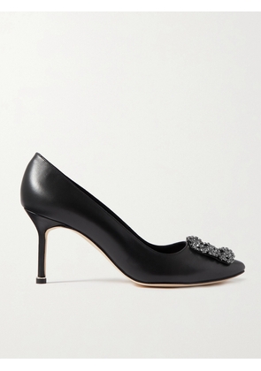 Manolo Blahnik - Hangisi 70 Crystal-embellished Leather Pumps - Black - IT34,IT35,IT36,IT36.5,IT37,IT37.5,IT38,IT38.5,IT39,IT39.5,IT40,IT40.5,IT41,IT41.5,IT42,IT43