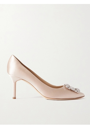 Manolo Blahnik - Hangisi 70 Crystal-embellished Satin Pumps - Neutrals - IT34,IT35,IT36,IT36.5,IT37,IT37.5,IT38,IT38.5,IT39,IT39.5,IT40,IT40.5,IT41,IT41.5,IT42,IT43