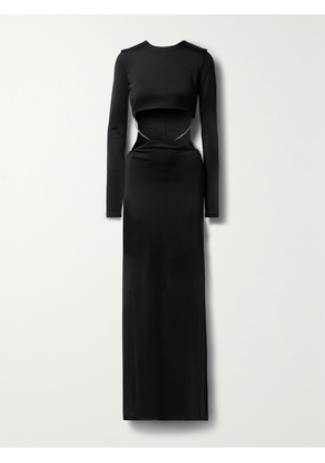 ET OCHS - Luisa Cutout Crystal-embellished Glossed-jersey Gown - Black - US0,US2,US4,US6,US8,US10,US12