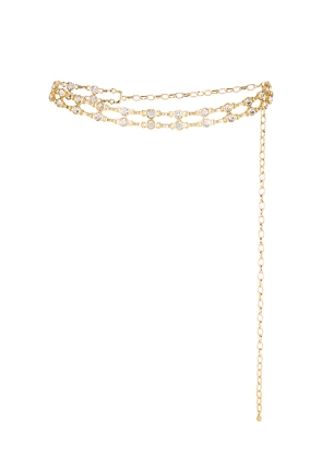Ettika Double Crystal Chain Link Belt in Metallic Gold.