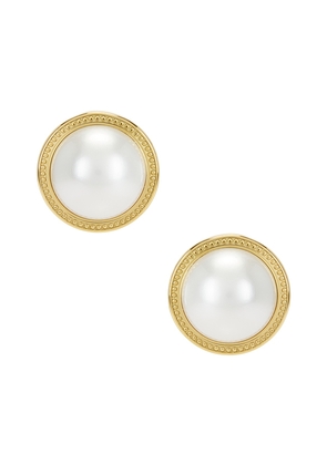 Cendre Rue Cler Pearl Earrings in Metallic Gold.