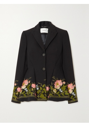 Erdem - Marlene Embroidered Grain De Poudre Cotton Blazer - Black - UK 6,UK 8,UK 10,UK 12,UK 14,UK 16