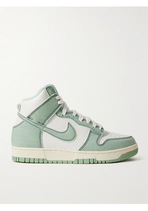 Nike - Dunk 1985 Topstitched Denim And Leather High-top Sneakers - Green - US 5,US 5.5,US 6,US 6.5,US 7,US 7.5,US 8,US 8.5,US 9,US 9.5,US 10,US 10.5,US 11,US 11.5,US 12,US 13,US 13.5,US 14