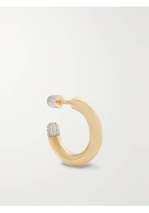 Rainbow K - Small Tube 9-karat Gold Diamond Single Hoop Earring - One size