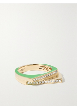 Rainbow K - Handcuff 14-karat Gold, Diamond And Enamel Ring - 3,4,6