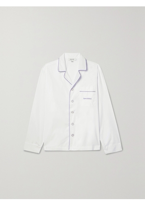 Sporty & Rich - Carter Piped Embroidered Cotton-poplin Shirt - White - x small,small,medium,large,x large