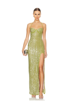Camila Coelho Brihante Sequin Maxi Dress in Green. Size L. Also in XXS, XS, S, M, XL.