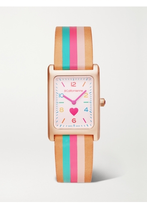 LA CALIFORNIENNE - Daybreak 24mm Rose Gold-plated Striped Leather Watch - Pink - One size
