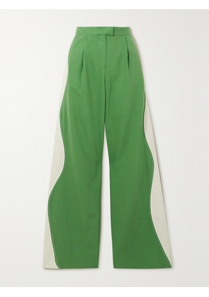 AHLUWALIA - Lagos Lyocell-twill And Cotton-blend Wide-leg Pants - Green - UK 6,UK 8,UK 10,UK 12,UK 14,UK 16