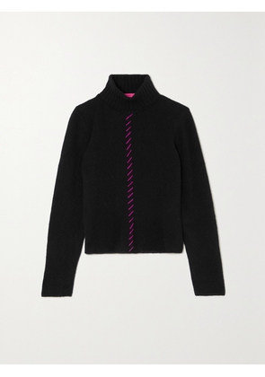 The Elder Statesman - Nimbus Whipstitched Cashmere And Cotton-blend Turtleneck Sweater - Black - x small,small,medium,large