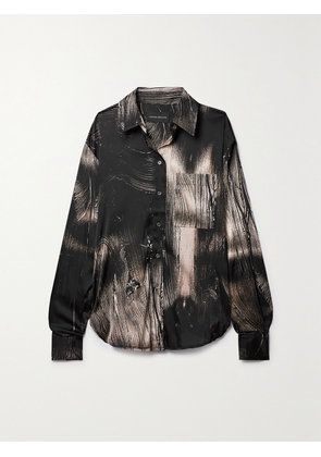 LOUISA BALLOU - Oversized Printed Stretch-silk Shirt - Black - x small,small,medium,large