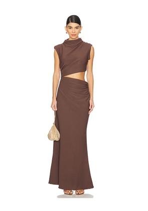 ELLIATT Nola Gown in Brown. Size L. Also in XS, S, M, XL.