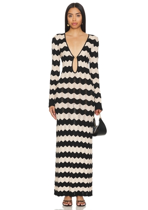 Capittana Ella Stripes Knitted Maxi Dress in Black.