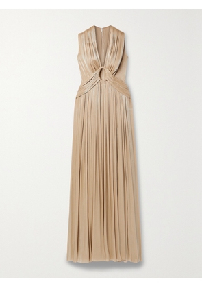 Costarellos - Kiera Cutout Pleated Lamé Gown - Neutrals - FR 34,FR 36,FR 38,FR 40,FR 42,FR 44,FR 46