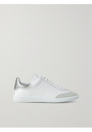 Isabel Marant - Bryce Metallic And Suede-trimmed Perforated Leather Sneakers - Silver - FR35,FR36,FR37,FR38,FR39,FR40,FR41,FR42