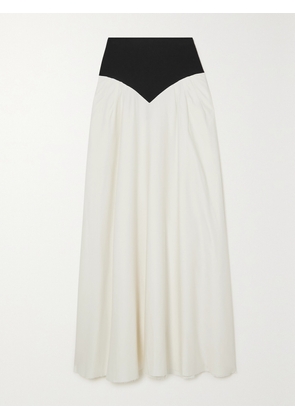 Gabriela Hearst - Mel Paneled Frayed Silk-twill And Merino Wool Maxi Skirt - Ivory - IT36,IT38,IT40,IT42,IT44,IT46,IT48